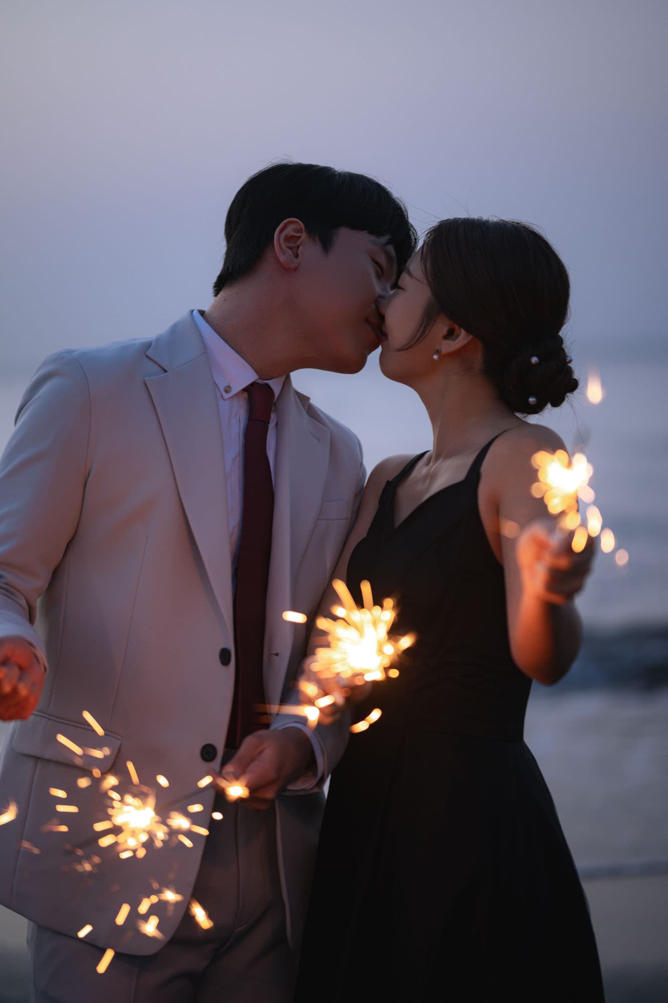 바다 웨딩스냅 촬영 사진